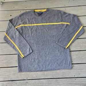 Aeropostale Y2K Striped Sweater XL Gray Yellow Ringer Neck Skater Indie Grunge